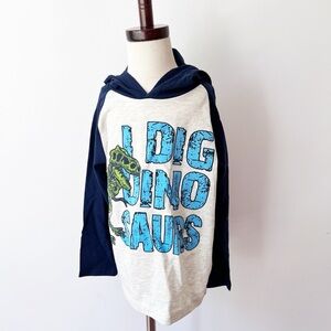 Kids‎ Dinosaur Graphic Hoodie Shirt- Blue & White